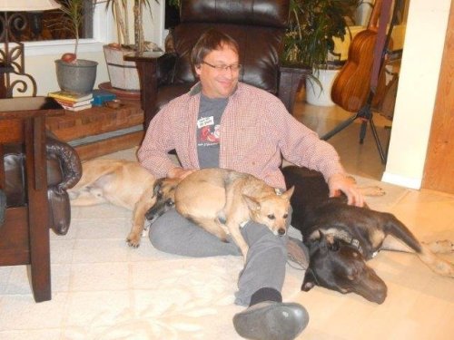 Relaxing with the dogs